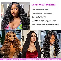 Vanlov Loose Wave Bundles Human Hair 4 Bundles Brazilian Virgin Hair 10A Unprocessed Human Hair Bundles Loose Wave Bundles 100