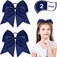 2 Packs Jumbo Cheerleading Bow 8 Inch Cheer Hair Bows Large Cheerleading Hair Bows With Ponytail Holder For Teen Girls Softball