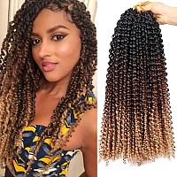 7 Packs Passion Twist Hair 22 Inch Water Wave Synthetic Braids for Passion Twist Crochet Braiding Hair Goddess Locs Long Bohemian Curl Hair Extensions (22Strands/Pack, T1B/30/27#)