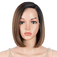 Dbut Lace Front Wigs For Black Women Short Bob Wigs Natural Straight Synthetic Hair Swiss Lace Heat Resistant Fibers 95 120G