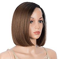 Dbut Lace Front Wigs For Black Women Short Bob Wigs Natural Straight Synthetic Hair Swiss Lace Heat Resistant Fibers 95 120G