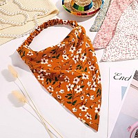 Syhood 6 Pcs Floral Elastic Hair Bandanas Boho Scarf Headband Chiffon Head Kerchief Turban With Hair Clips For Womenclassic Flo