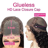 Kiss Love Glueless Wigs Human Hair Pre Plucekd Deep Wave Closure Wig Ready To Wear Wigs Glueless Human Hair Wet And Wavy 4X4 Cur