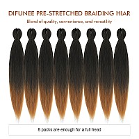 Difunee Prestretched Braiding Hair 26 Inch 8 Packs Ombre Brown Super Long Braiding Hair For Twist Or Box Braids Yaki Texture