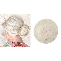 SARLA Hair Bun Extension Synthetic Drawstring Ballet Bun Hair Pieces for Women Girls Lady Updo Fake Donut Chignon Platinum Blonde