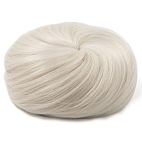 SARLA Hair Bun Extension Synthetic Drawstring Ballet Bun Hair Pieces for Women Girls Lady Updo Fake Donut Chignon Platinum Blonde