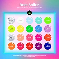 Beetles Gel Polish Set 23Pcs Summer Neon Gel Nail Polish Kit With 3Pcs Base Gel Top Coat Orange Blue Hot Pink Magenta Lemon Gre