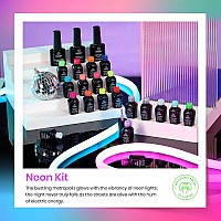 Beetles Gel Polish Set 23Pcs Summer Neon Gel Nail Polish Kit With 3Pcs Base Gel Top Coat Orange Blue Hot Pink Magenta Lemon Gre