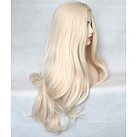 Bluple Platinum Blonde 60 Synthetic 13X4X1 Tlace Front Wig Long Natural Wavy Heat Resistant Synthetic Hair Replacement Full Wi