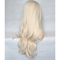 Bluple Platinum Blonde 60 Synthetic 13X4X1 Tlace Front Wig Long Natural Wavy Heat Resistant Synthetic Hair Replacement Full Wi