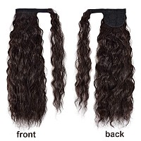 Yeame Corn Wave Ponytail Extension Clip In 22 Inch Long Wavy Curly Wrap Around Pony Tail Heat Resistant Synthetic Hairpiece Fo