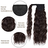 Yeame Corn Wave Ponytail Extension Clip In 22 Inch Long Wavy Curly Wrap Around Pony Tail Heat Resistant Synthetic Hairpiece Fo