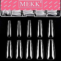 Mekk Brand 500Pcs Ballerina Coffin Nails Full Cover Long Fake Nails 10 Sizes Acrylic Nail Tips For Salons Diy Nail Art