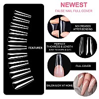 Mekk Brand 500Pcs Ballerina Coffin Nails Full Cover Long Fake Nails 10 Sizes Acrylic Nail Tips For Salons Diy Nail Art