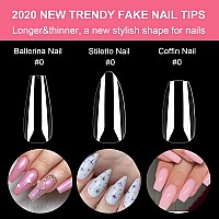 Mekk Brand 500Pcs Ballerina Coffin Nails Full Cover Long Fake Nails 10 Sizes Acrylic Nail Tips For Salons Diy Nail Art