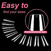 Mekk Brand 500Pcs Ballerina Coffin Nails Full Cover Long Fake Nails 10 Sizes Acrylic Nail Tips For Salons Diy Nail Art