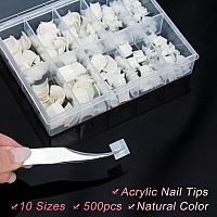 Short Nail Tips Buqikma 500Pcs French Short Style Nail Tip Natural Acrylic Nail Tips 10 Sizes False Nails For Nail Salon Natu