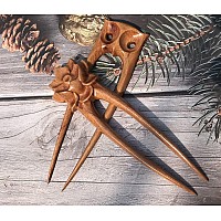 Handicraftviet Wood Hair Pin Handcarve Hair Forks For Women Two Prong Hair Sticks For Long Hair 629In Natural Color Wood U