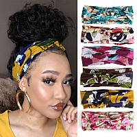 Xtrend 6 Pcs Womens Headbands Twisted Cross Elastic Headbands Yoga Workout Headbands Nonslip Sweat Soft Headbands Solid Color