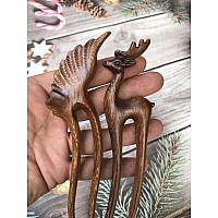 Handicraftviet Wooden Hair Pin Handcarve Hair Accessory For Women Two Prong Hair Fork For Medium Hair 629In Natural Color W