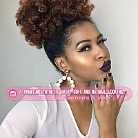 Rosmile Afro Puff Drawstring Ponytail Extension For Black Women Premium Medium Brown 4 80 Gram Short Synthetic Afro Puff Ponyt