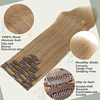 Snoilite Clip In Hair Extensions Human Hair Clip In Blonde Hair Short Length Full Head 8 Pieces 18 Clips 100 Real Silky Human