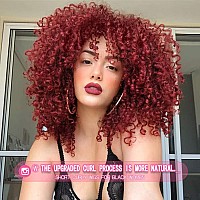 Rosmile Curly Wigs For Black Women Burgundy Synthetic African American Full Kinky Curly Afro Hair Wig With Bangs Free 1Pc Prof