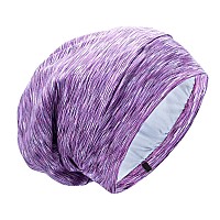 Silk Satin Lined Bonnet Sleep Cap Adjustable Stay On All Night Hair Wrap Cover Slouchy Beanie For Curly Hair Protection For Wo