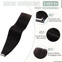 Rich Choices Tape In Hair Extensions Human Hair 40Pcs 100G Balayage Natual Black 100 Remy Hair Extensions Real Human Hair Seaml