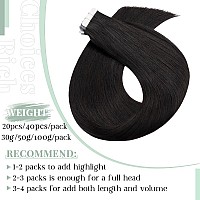 Rich Choices Tape In Hair Extensions Human Hair 40Pcs 100G Balayage Natual Black 100 Remy Hair Extensions Real Human Hair Seaml