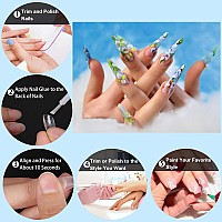 Febsnow 1000Pcs Long Stiletto Nail Tips Acrylic Nails Artificial Half False Flake Nail Tips 10Sizes With Clear Plastic Cases For