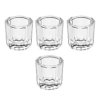 Beauticom Crystal Glass Dappen Dish For Acrylic Nail Dip Powder Monomer And Nail Polish Remover Octagon Shape 4 Pieces