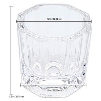 Beauticom Crystal Glass Dappen Dish For Acrylic Nail Dip Powder Monomer And Nail Polish Remover Octagon Shape 4 Pieces