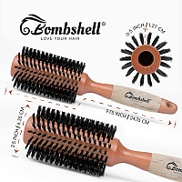 Bombshell Boar Bristle Brush Sustainable Natural Birch Handle For Styling Blow Out And Curling 25 Inch