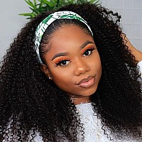 Eooma Glueless Wigs Human Hair Curly Headband Wig For Black Women 20 Inch Brazilian Remy Hair Curly None Lace Front Wigs Human