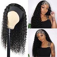 Eooma Glueless Wigs Human Hair Curly Headband Wig For Black Women 20 Inch Brazilian Remy Hair Curly None Lace Front Wigs Human