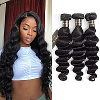 Dong H Hair Loose Deep Wave Bundles 100 Unprocessed Peruvian Virgin Human Hair Bundles Loose Wave Bundles Wet And Wavy 3 Bundle