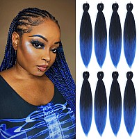 Rosdina Prestretched Braiding Hair 28 Inch 8 Packs Ombre Blue Long Braiding Hair For Twist Or Box Braids Yaki Texture Hot Wa