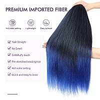 Rosdina Prestretched Braiding Hair 28 Inch 8 Packs Ombre Blue Long Braiding Hair For Twist Or Box Braids Yaki Texture Hot Wa