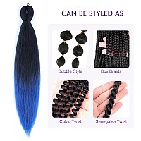 Rosdina Prestretched Braiding Hair 28 Inch 8 Packs Ombre Blue Long Braiding Hair For Twist Or Box Braids Yaki Texture Hot Wa