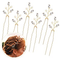 6 Pieces Pearl Crystal Bridal Hair Pins Rhinestone Flower Wedding Hair Piece Vintage Hair Accessory Party Hair Pins For Bride B