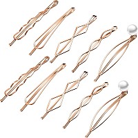 10 Pieces Geometric Metal Hair Clips And Barrettes For Women Girls Hair Styling Accessories Minimalist Wedding Headwear Rose