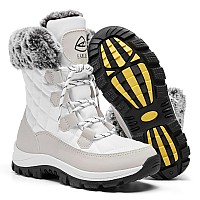 EARLDE WomenAs Snow Boot With Waterproof Lace Up Mid-calf Outdoor Winter Deep Tread Rubber Sole