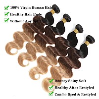 Kapelli Hair 10A Ombre Human Hair Bundles Ombre Brazilian Hair Body Wave T1B42720 22 24 26 Ombre Brazilian Human Hair Virgi