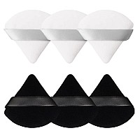 Pimoys 6 Pieces Powder Puff Face Soft Triangle Makeup Puff For Loose Powder Body Powder, Wedge Shape Velour Cosmetic Sponge For Contouring, Under Eyes And Corners, Beauty Makeup Tools