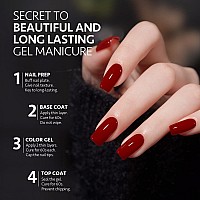 Gaoy Burgundy Red Gel Nail Polish Set Of 6 Colors Including Black Glitter Red Gel Polish Kit U V Led Soak Off Nail Polish Home D