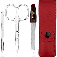 Marqus Manicure Set 3 Piece Set Including Scissors Nail File And Tweezers Perfect For Him Or Her At Home Or Travel Kit Red