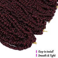 Violet 6 Packs Pretwisted Passion Twist Crochet Hair Burgundy Prelooped Passion Twists Crochet Braids Synthetic Braiding Hair E