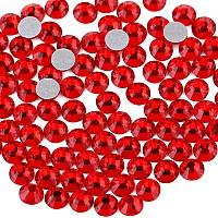 beadsland Flat Back Crystal Rhinestones Round Gems for Nail Art and Craft Glue Fix, Light Siam (2.9-3.0mm) SS12/1440pcs