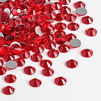 beadsland Flat Back Crystal Rhinestones Round Gems for Nail Art and Craft Glue Fix, Light Siam (2.9-3.0mm) SS12/1440pcs